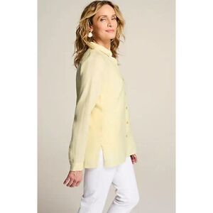 J. Jill Butter Yellow Everyday Linen Blend Button Front Shirt, size L